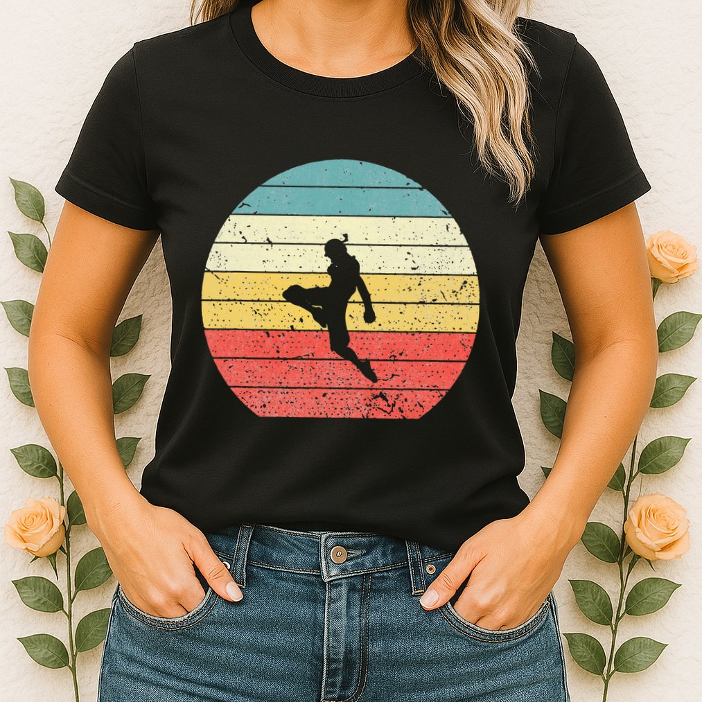 Muay Thai Vintage Retro Sunset Thai Boxing Kick Womens T-Shirt
