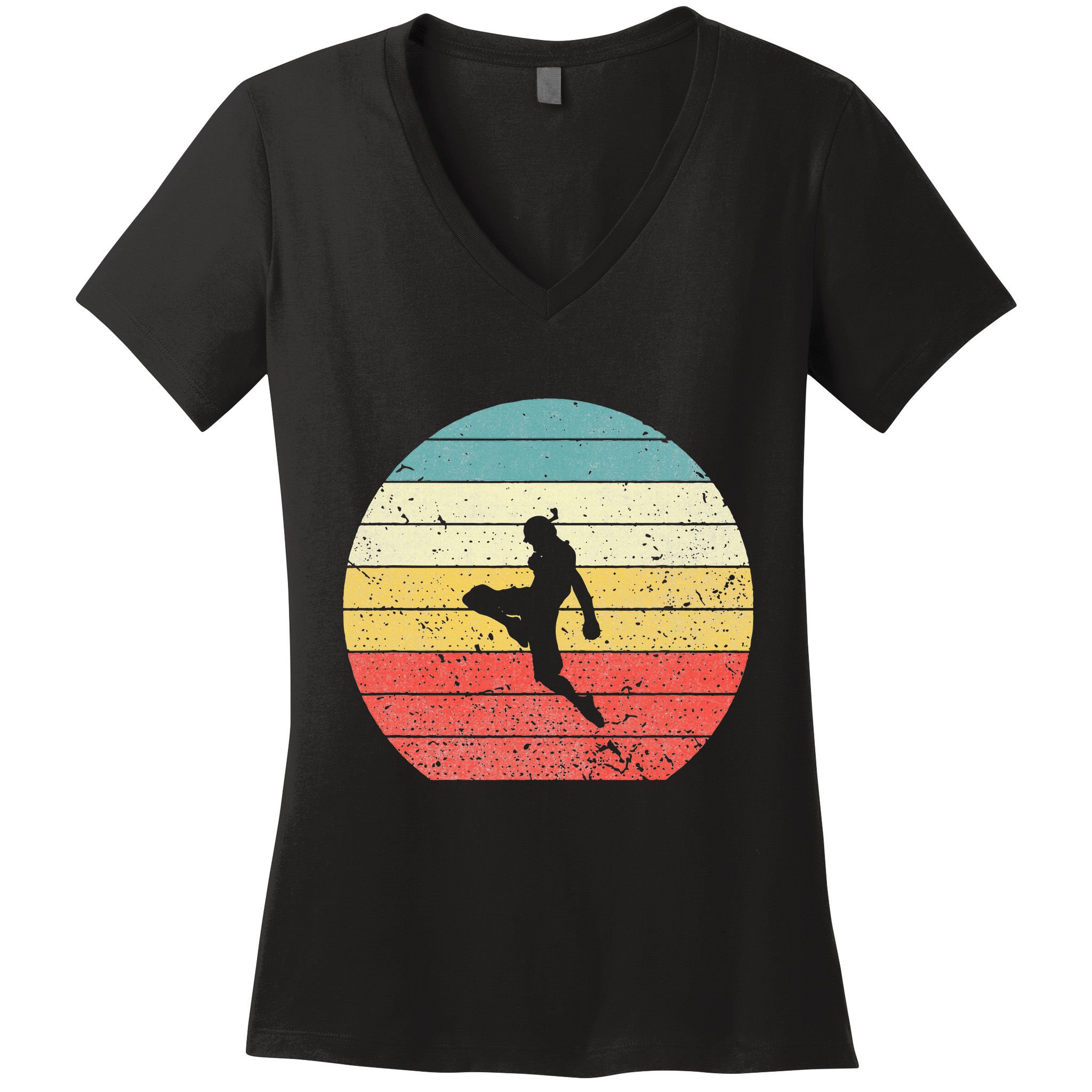 Muay Thai Vintage Retro Sunset Thai Boxing Kick Women's V-Neck T-Shirt