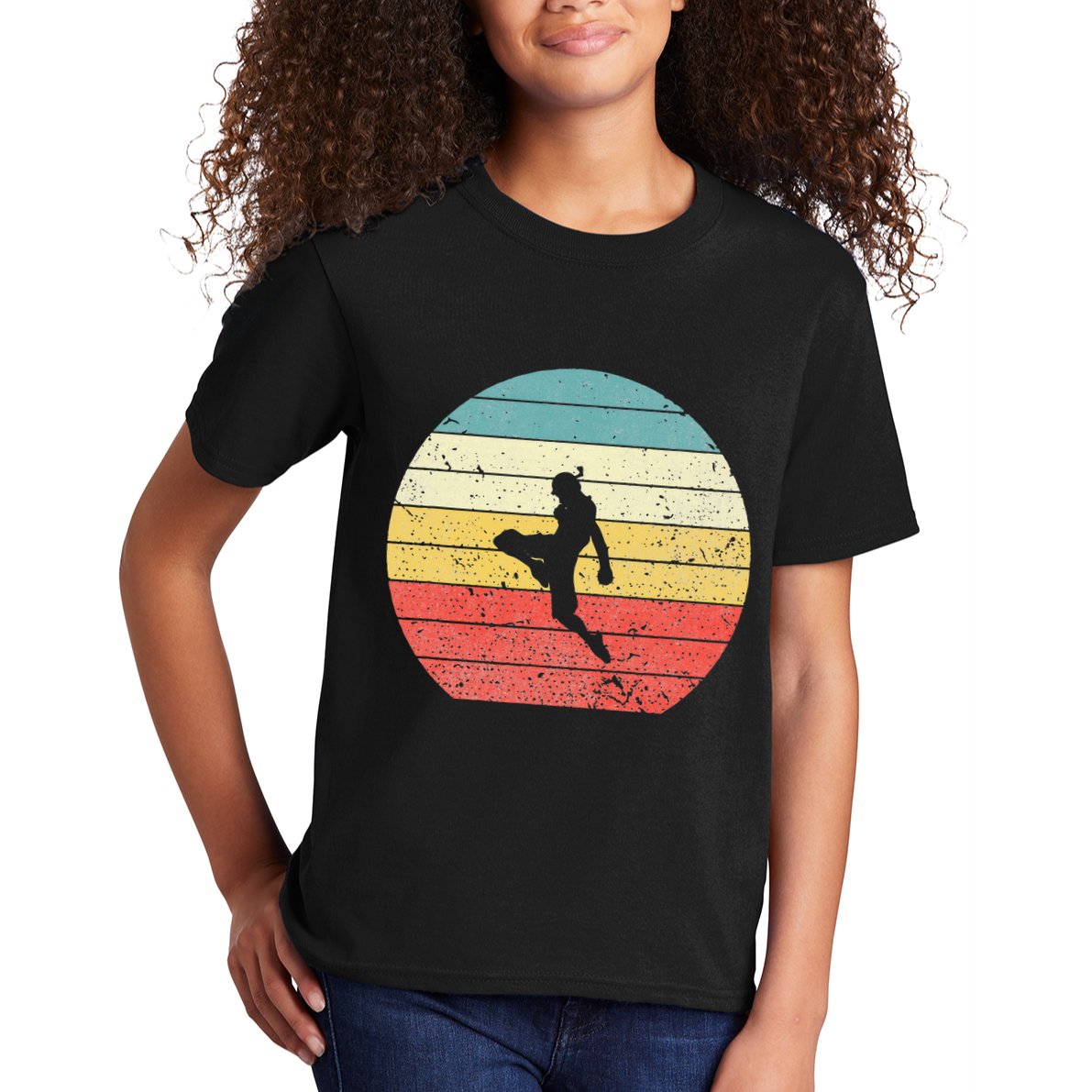 Muay Thai Vintage Retro Sunset Thai Boxing Kick Kids T-Shirt