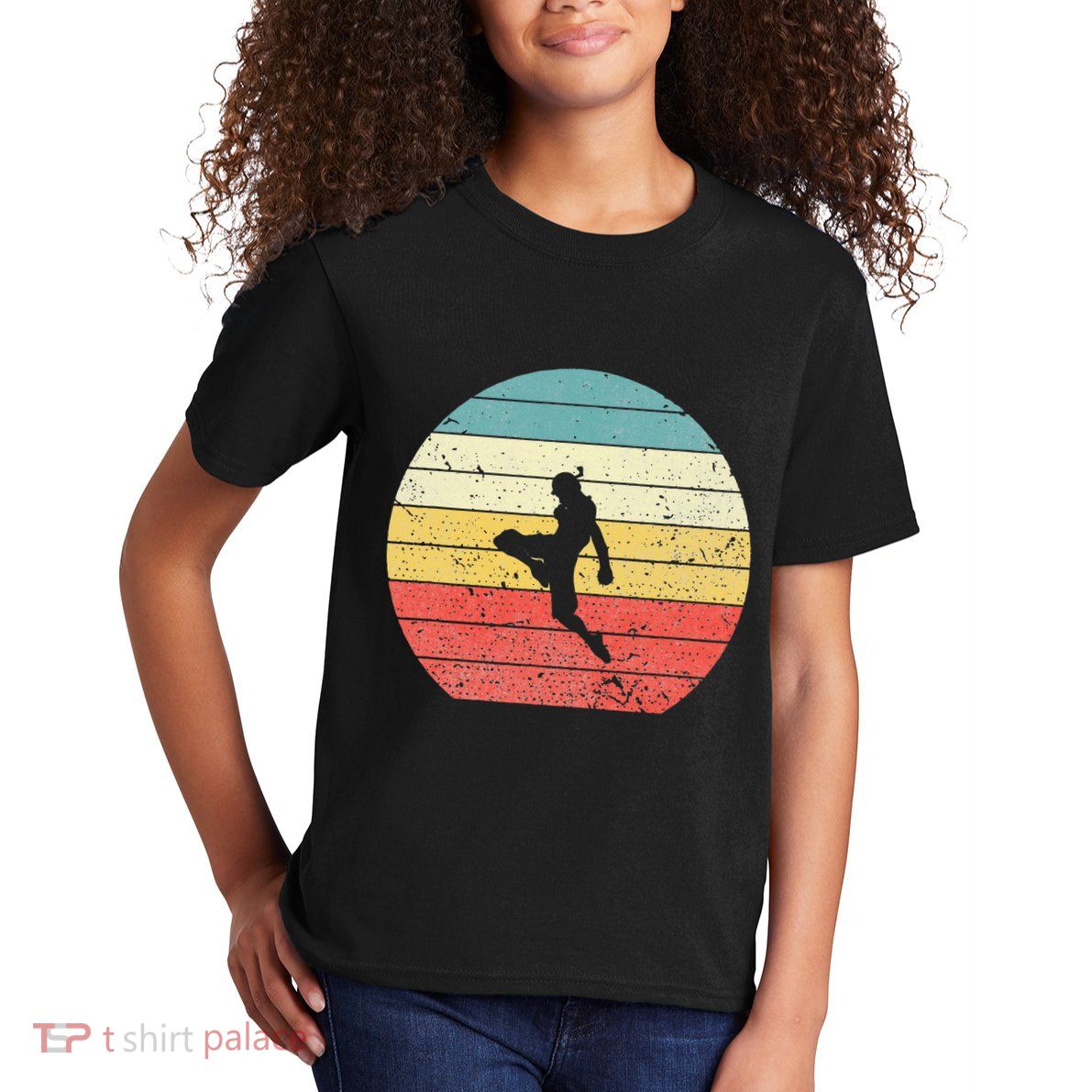 Muay Thai Vintage Retro Sunset Thai Boxing Kick Kids T-Shirt