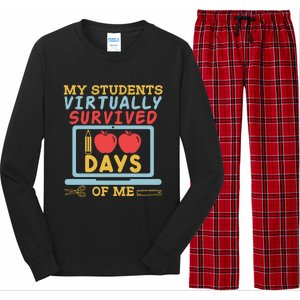 My Teacher Virtually Survived 100 Days Of Me Gift For Tutor Funny Gift Long Sleeve Pajama Set