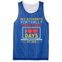 My Teacher Virtually Survived 100 Days Of Me Gift For Tutor Funny Gift Mesh Reversible Basketball Jersey Tank