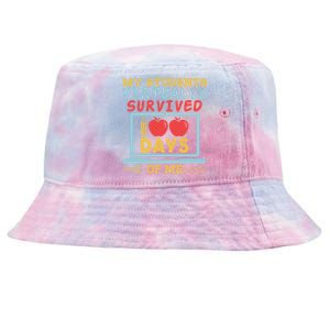 My Teacher Virtually Survived 100 Days Of Me Gift For Tutor Funny Gift Tie-Dyed Bucket Hat