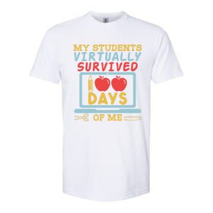 My Teacher Virtually Survived 100 Days Of Me Gift For Tutor Funny Gift Softstyle CVC T-Shirt