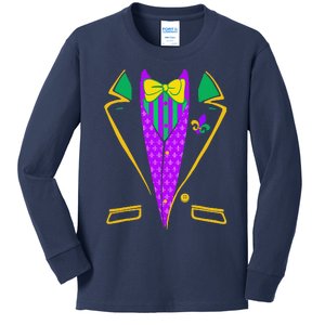 Mardigras Tuxedo Vest Kids Long Sleeve Shirt