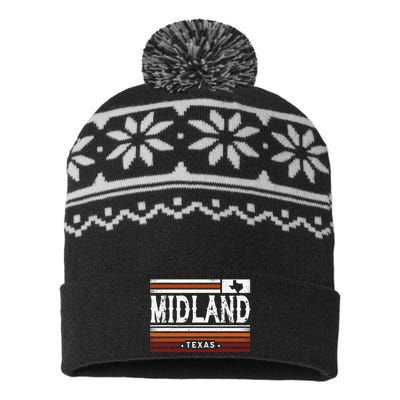 Midland Texas Vintage Country Retro USA-Made Snowflake Beanie