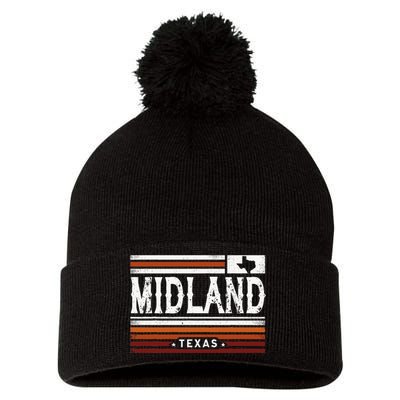 Midland Texas Vintage Country Retro Pom Pom 12in Knit Beanie