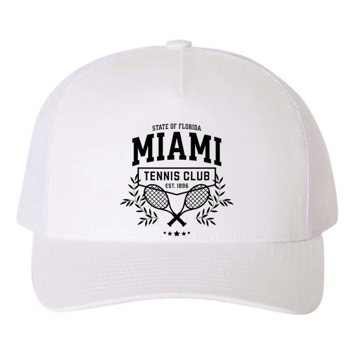 Miami Tennis Varsity Player Style Yupoong Adult 5-Panel Trucker Hat