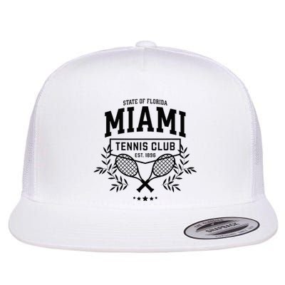 Miami Tennis Varsity Player Style Flat Bill Trucker Hat