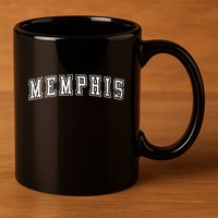 Memphis Tn Varsity Style Home Of The Blues Grunge White 11oz C Handle Ceramic Mug
