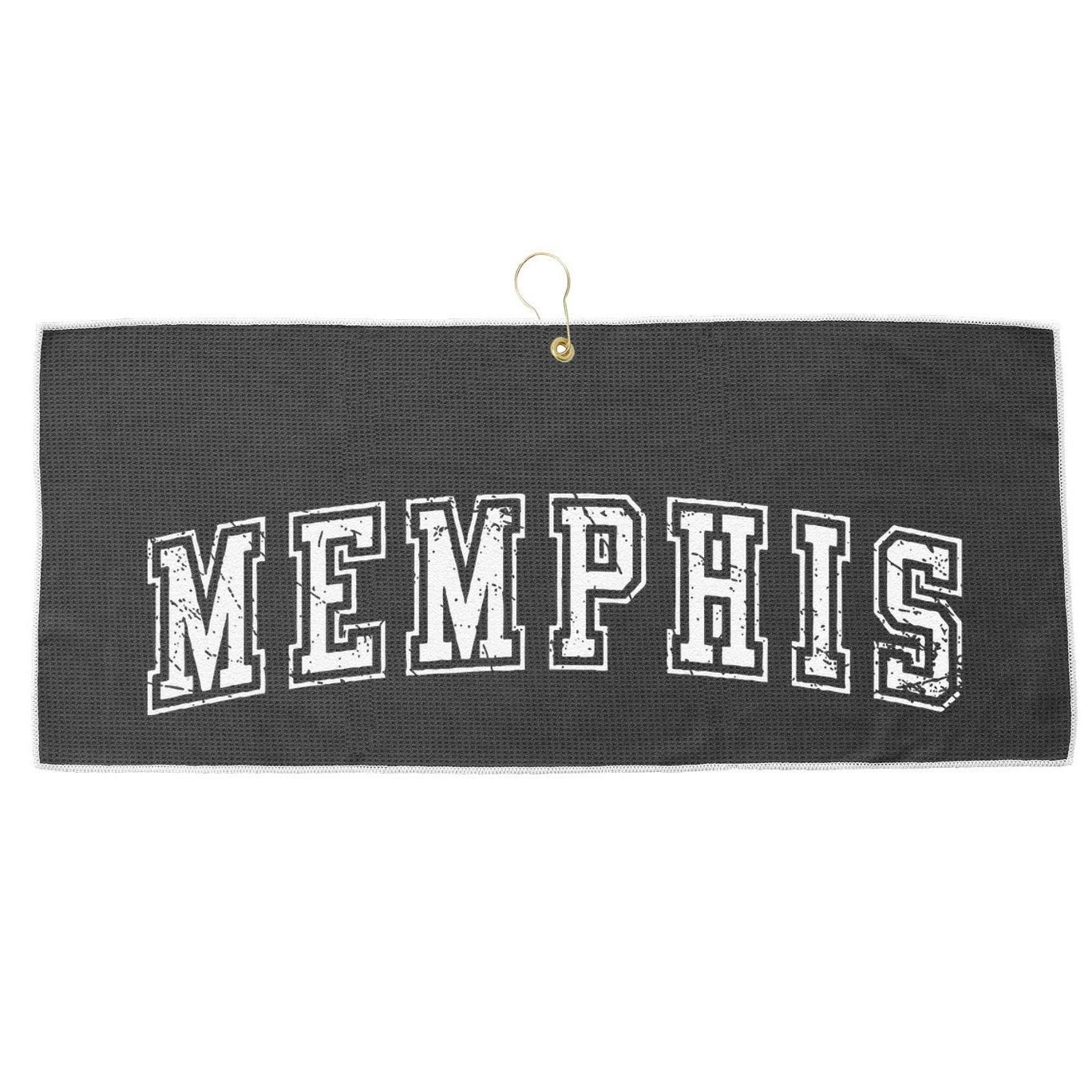 Memphis Tn Varsity Style Home Of The Blues Grunge White Large Microfiber Waffle Golf Towel
