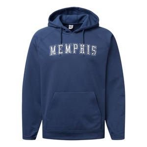 Memphis Tn Varsity Style Home Of The Blues Grunge White Performance Fleece Hoodie