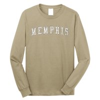 Memphis Tn Varsity Style Home Of The Blues Grunge White Long Sleeve Shirt