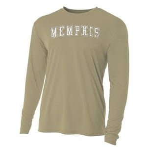 Memphis Tn Varsity Style Home Of The Blues Grunge White Cooling Performance Long Sleeve Crew