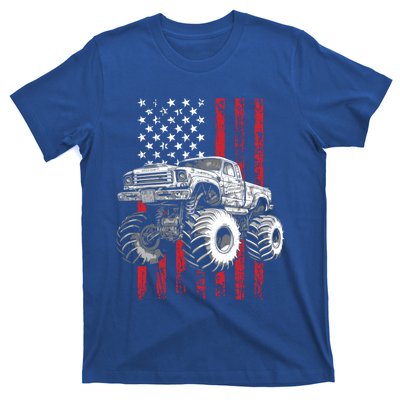 Monster Truck Vintage Us American Flag 4th Of July Patriotic Gift T-Shirt