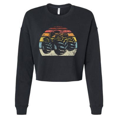 Monster Truck Vintage Retro Style Gift Cropped Pullover Crew