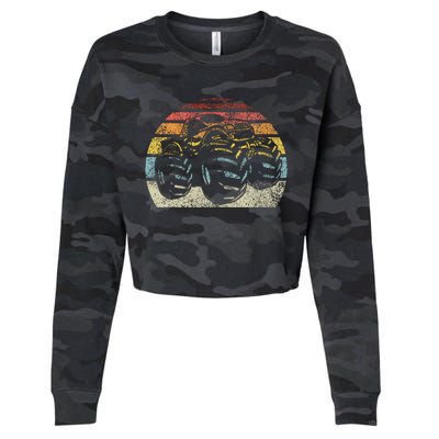 Monster Truck Vintage Retro Style Cropped Pullover Crew