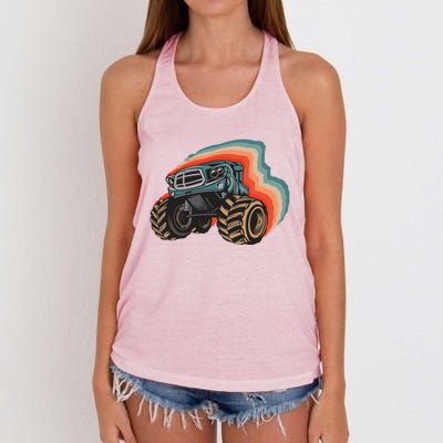 Monster Trucks Vintage Retro Vintage Monster Trucks Funny Gift Women's Knotted Racerback Tank