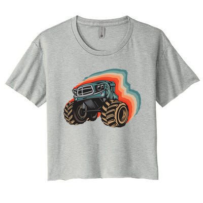 Monster Trucks Vintage Retro Vintage Monster Trucks Funny Gift Women's Crop Top Tee