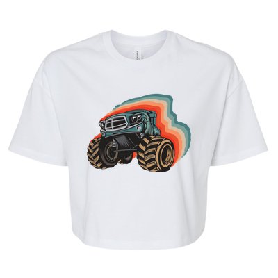 Monster Trucks Vintage Retro Vintage Monster Trucks Funny Gift Bella+Canvas Jersey Crop Tee