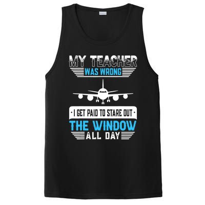 My Teacher Was Wrong Funny Airplane Pilot Aiviation Lovers PosiCharge Competitor Tank