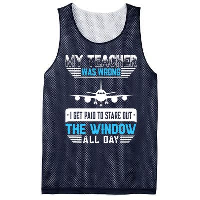 My Teacher Was Wrong Funny Airplane Pilot Aiviation Lovers Mesh Reversible Basketball Jersey Tank