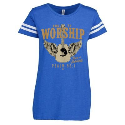 Made To Worship Psalm 95 Faith Christian Bible Verse Enza Ladies Jersey Football T-Shirt