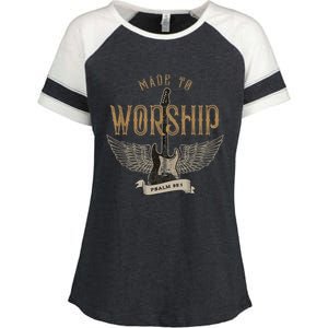 Made To Worship Psalm 95 1 Christian Worship Bible Verse Enza Ladies Jersey Colorblock Tee