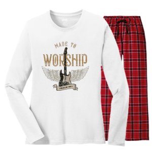 Made To Worship Psalm 95 1 Christian Worship Bible Verse Women's Long Sleeve Flannel Pajama Set 