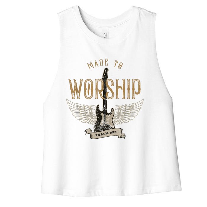 Made To Worship Psalm 95 1 Christian Worship Bible Verse Women's Racerback Cropped Tank