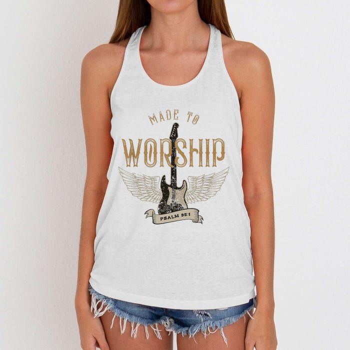 Made To Worship Psalm 95 1 Christian Worship Bible Verse Women's Knotted Racerback Tank