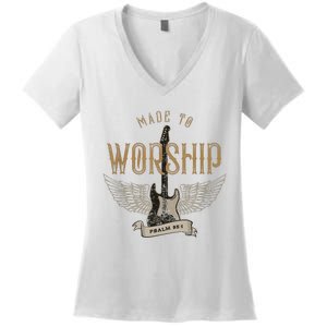 Made To Worship Psalm 95 1 Christian Worship Bible Verse Women's V-Neck T-Shirt