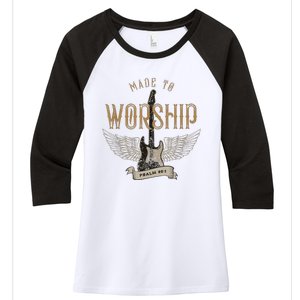 Made To Worship Psalm 95 1 Christian Worship Bible Verse Women's Tri-Blend 3/4-Sleeve Raglan Shirt