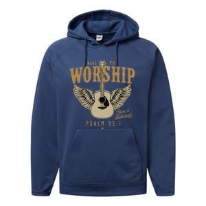 Made To Worship Psalm 95 1 Faith Christian Bible Verse Performance Fleece Hoodie