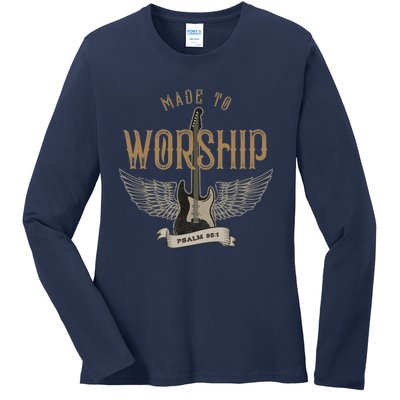 Made To Worship Psalm 95 1 Christian Worship Bible Verse Ladies Long Sleeve Shirt