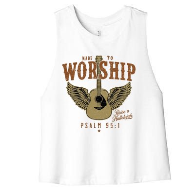 Made To Worship Psalm 95 Faith Christian Bible Verse Women's Racerback Cropped Tank