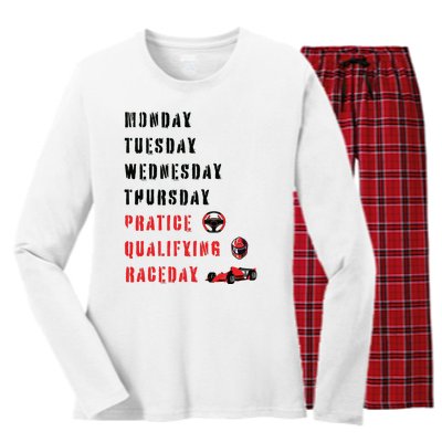 Monday Tuesday Wednesday Thursday Practice Qualifying Women's Long Sleeve Flannel Pajama Set 