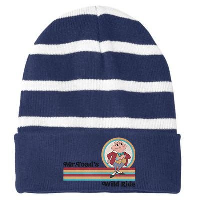 Mr Toads Wild Ride Retro Vintage Lover Funny Striped Beanie with Solid Band