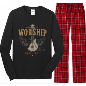 Made To Worship Psalm 95 1 Guitar Long Sleeve Pajama Set