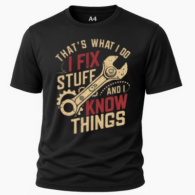 Men's That's What I Do I Fix Stuff Car Mechanic Dad Cooling Performance Crew T-Shirt