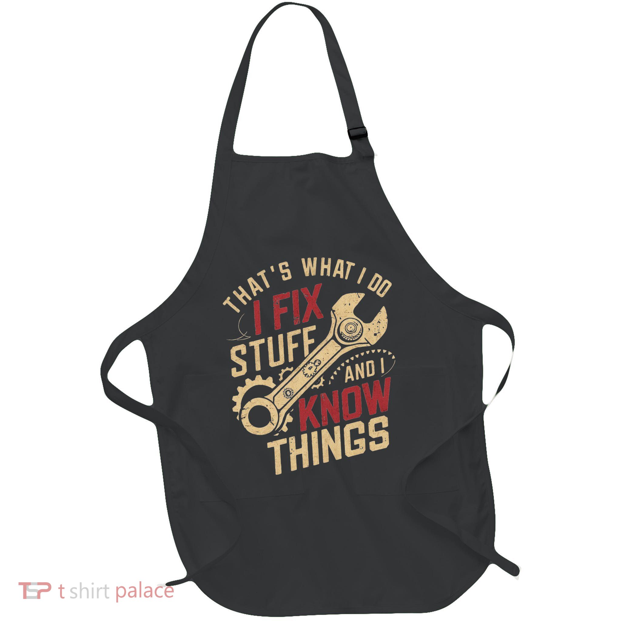 Men's That's What I Do I Fix Stuff Car Mechanic Dad Full-Length Apron With Pockets