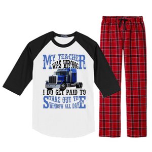 My Teacher Was Wrong Trucker Funny Raglan Sleeve Pajama Set