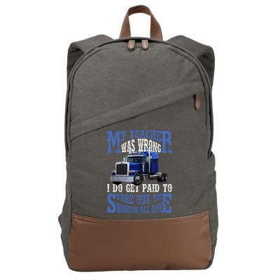 My Teacher Was Wrong Trucker Funny Cotton Canvas Backpack
