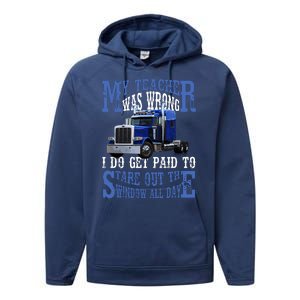 My Teacher Was Wrong Trucker Funny Performance Fleece Hoodie