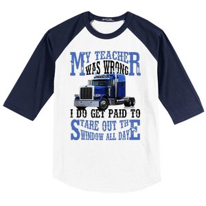 My Teacher Was Wrong Trucker Funny Baseball Sleeve Shirt