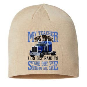 My Teacher Was Wrong Trucker Funny Sustainable Beanie