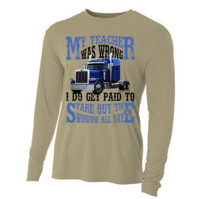 My Teacher Was Wrong Trucker Funny Cooling Performance Long Sleeve Crew