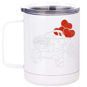 Monster Truck With Hearts Gift Happy Valentine's Day 12 oz Stainless Steel Tumbler Cup