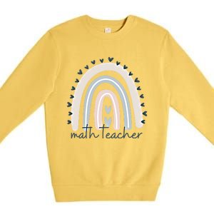 Math Teacher With Rainbow Design Gift Premium Crewneck Sweatshirt