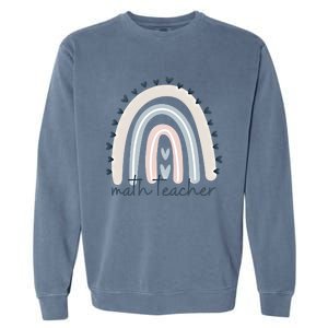 Math Teacher With Rainbow Design Gift Garment-Dyed Sweatshirt